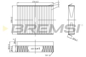 BREMSI FC0490C - FILTRO, AIRE HABITáCULO